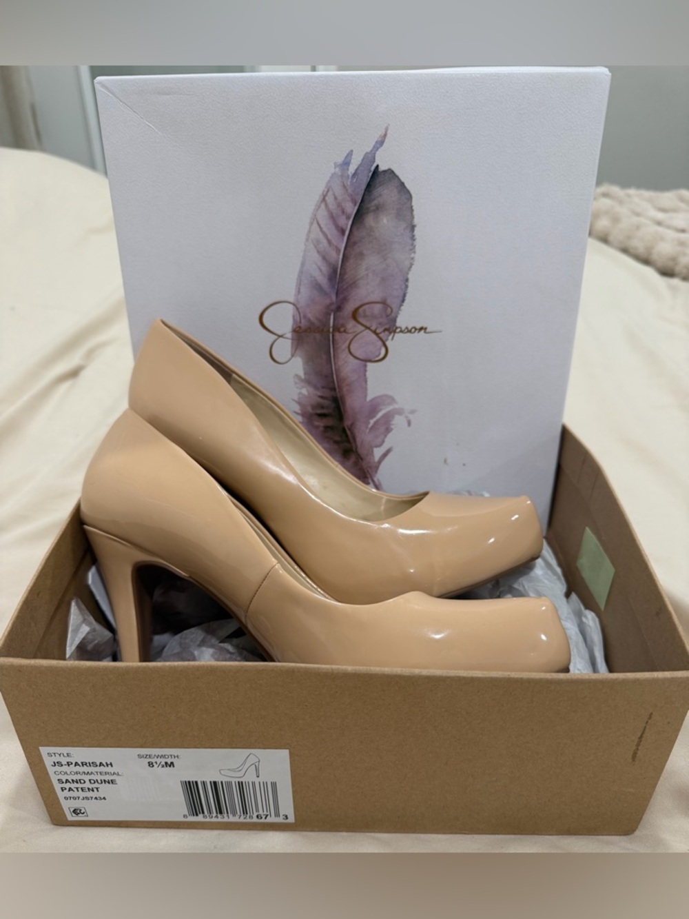 Jessica Simpson Nude Patent Platform High Heel Pumps